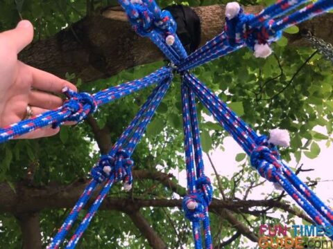 A closeup of the 6 ropes with adjustable knots. photo by Candida at TheFunTimesGuide.com