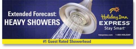 HolidayInn_outdoor Holiday Inn Express ad showing the #1 rated showerhead.