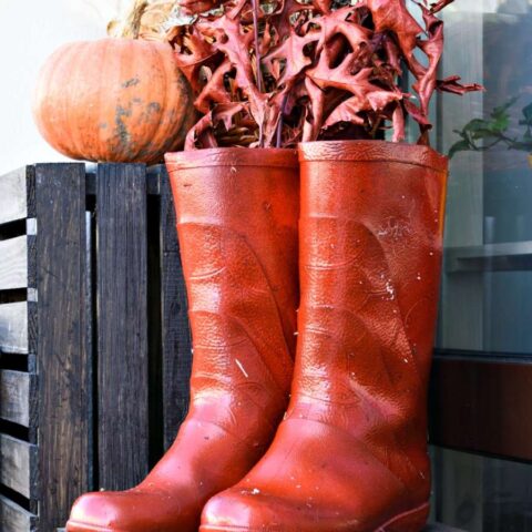 A pair of boots used as a makeshift doorstop!