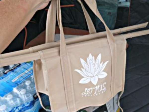 This Lotus bag ha a mesh bottom, so it's even more lightweight and flexible than the other 3 bags in the set.