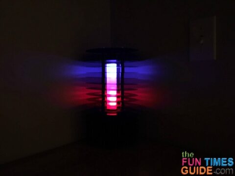 I made this color-changing bluetooth speaker lamp from old 45 vinyl records!