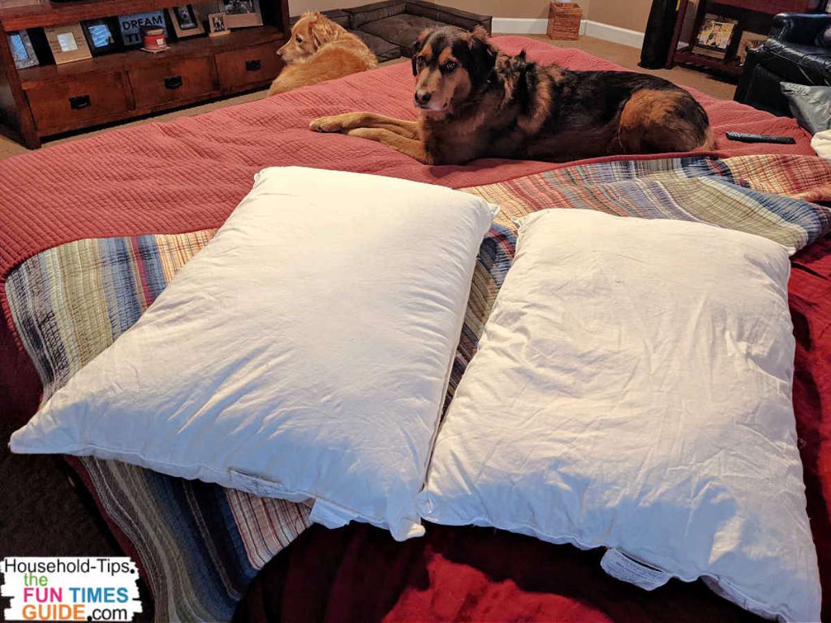 These are our Cuddledown pillows after using them nightly for the past 3 years. They're still in EXCELLENT condition - and we still love them! (The 'soft' one is a little wrinkly because I do use it as a prop when watching TV in bed -- even though you're not supposed to. The 'medium' one holds its own quite well.)