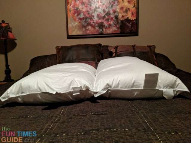 Our new Cuddledown pillows - the 'soft' one is on the LEFT, the 'medium' one is on the RIGHT. photo by Lynnette at TheFunTimesGuide.com Our new Cuddledown pillows - the 'soft' one is on the LEFT, the 'medium' one is on the RIGHT.