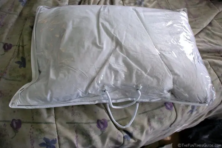 Our Hampton Inn pillows arrived in individual plastic pillow protector bags. 