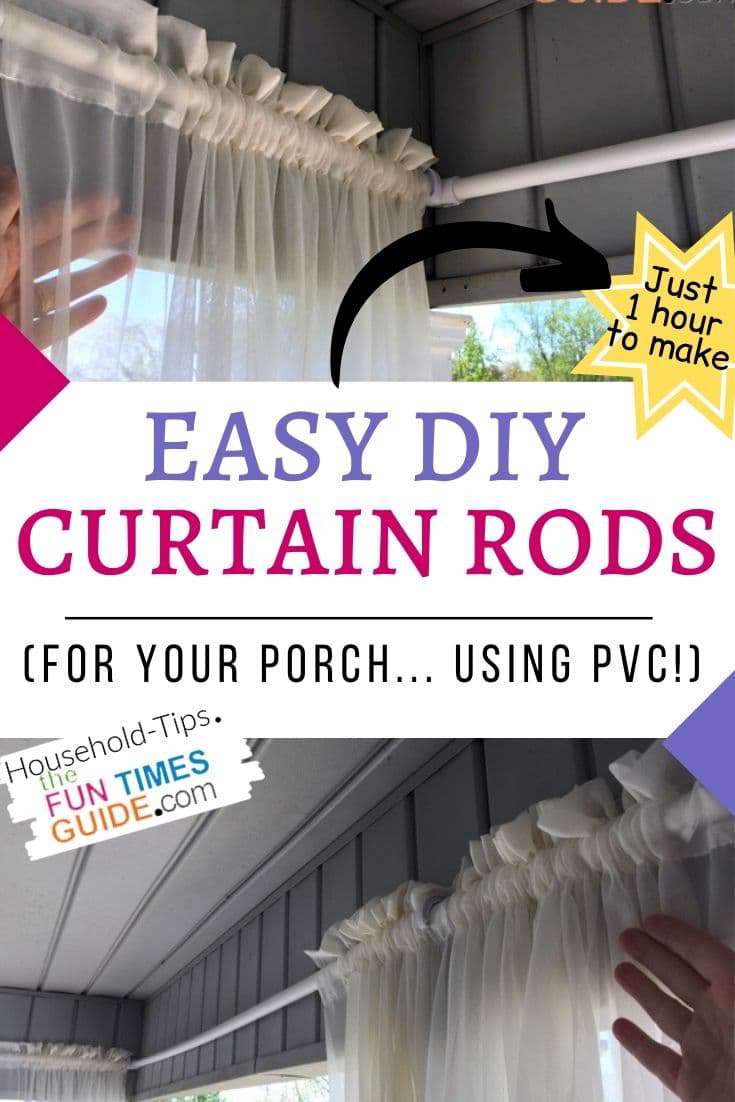 See how I made these easy DIY outdoor curtain rods in just 1 hour... and cost less than $15 to make!