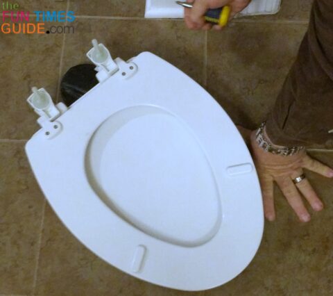 When it came time to replace toilet seats in our house, we chose the Bemis Easy Clean elongated toilet seat.