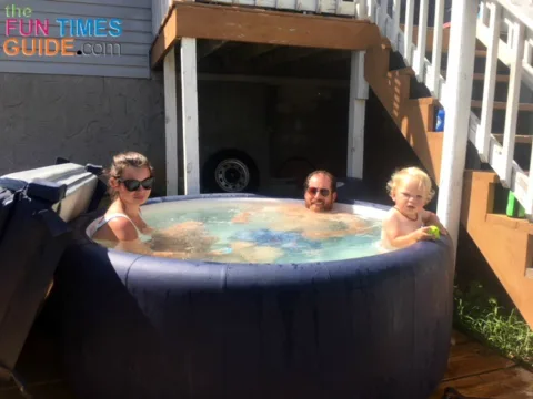 Our Softub is the perfect size for our backyard deck and we enjoy a lot of peaceful family time in our hot tub.