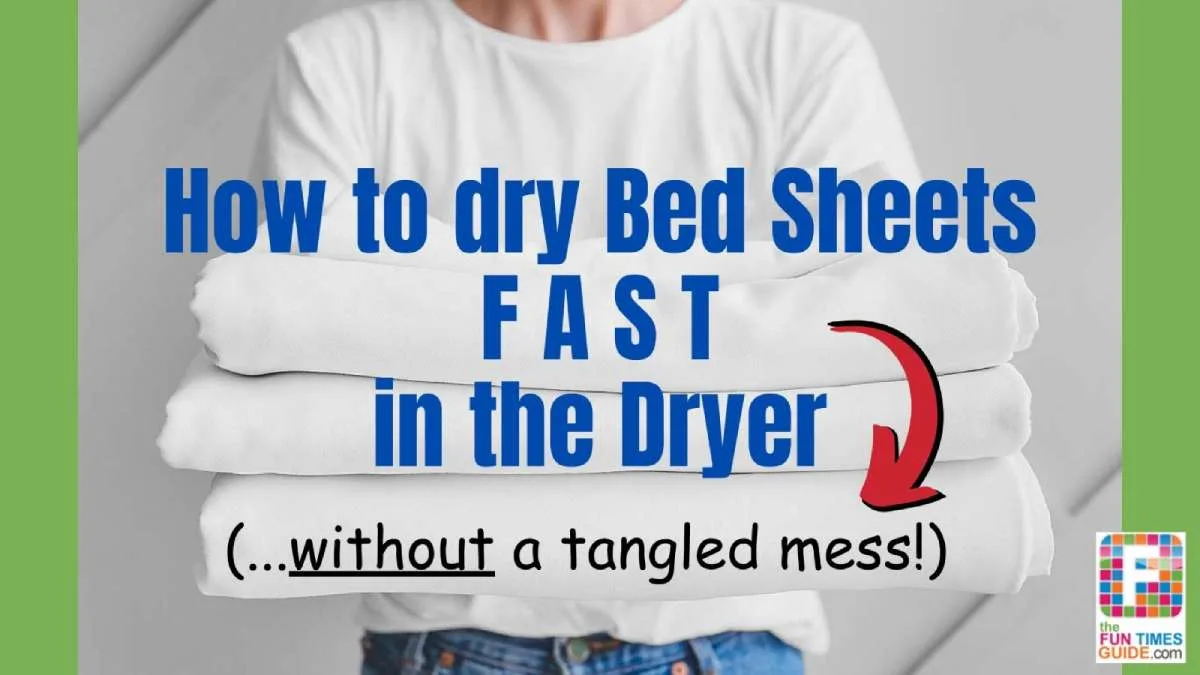 I did an experiment to find out how to dry bed sheets FAST in the dryer... without a tangled mess. I tried 4 different ways of drying bed sheets in the dryer. Here are the results!