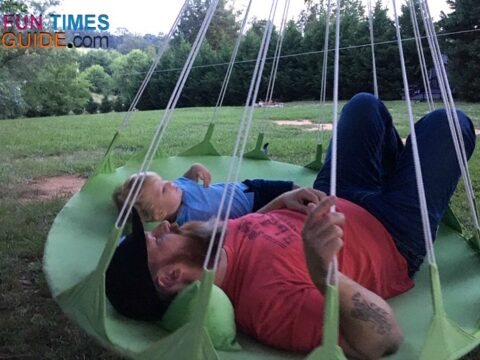 A daybed hammock swing makes for some really special daddy/son time together. 