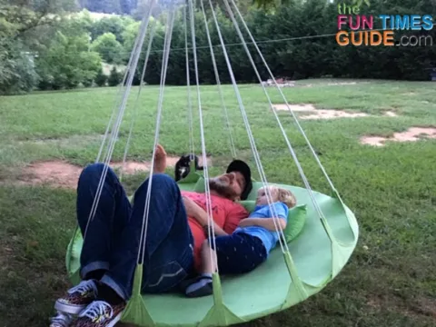I like how portable this hammock swing is... you can easily remove it and hang it from another tree that has the proper support.