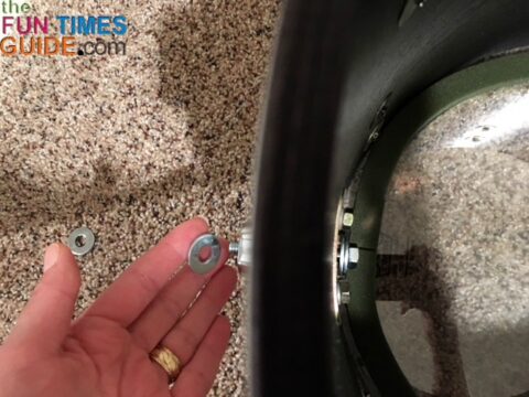 Adding another flat washer on other side of the bolt, on the outside of the drum.