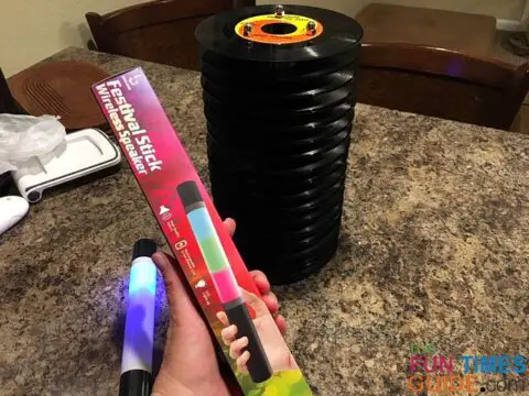 This little wireless speaker stick is only $5, but it has a lot of great features that work perfectly for a DIY glow lamp. 
