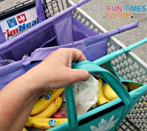 It's easy to grab each of these large sized bags by the handle to move it from the cart to your car.