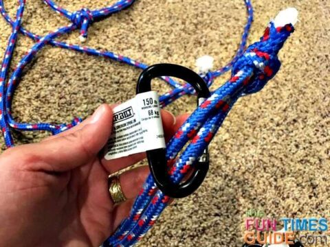 I hooked a carabiner to the rope ends. photo by Candida at TheFunTimesGuide.com