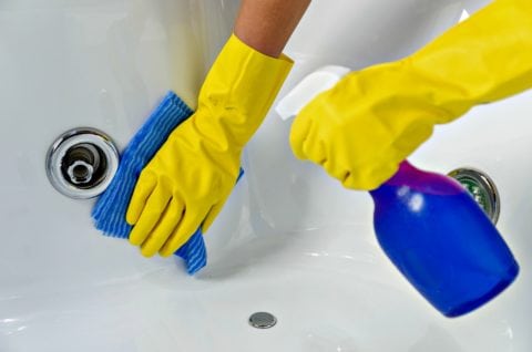 Using a jetted tub cleaner to clean air jets