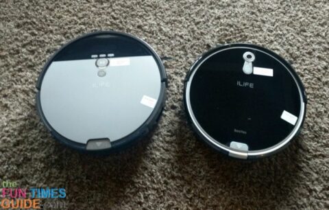 Here, the iLife V8 model is on the left, and the iLife A8 model is on the right.