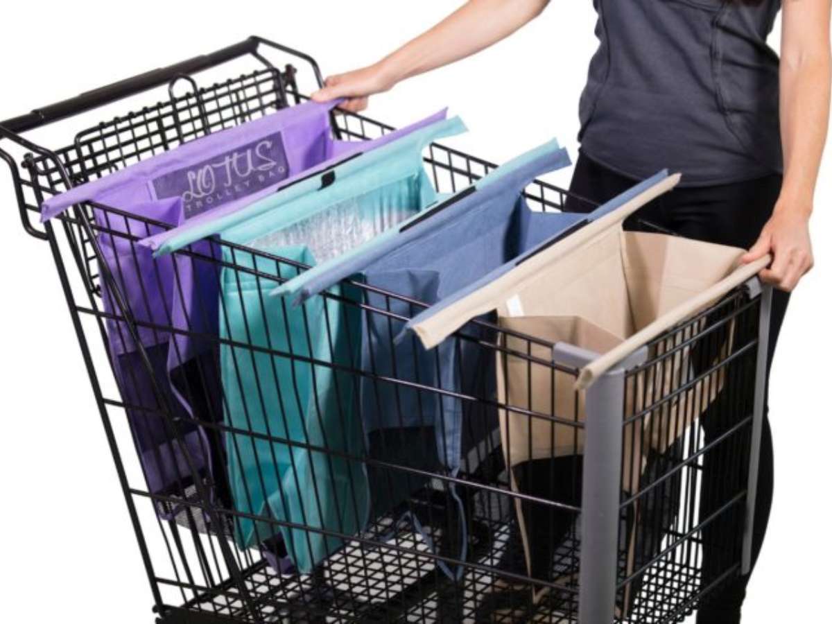 lotus-trolley-bag-shopping-cart-bags-1 Lotus Trolley Bags are larger, sturdier, and more durable than most reusable shopping bags.