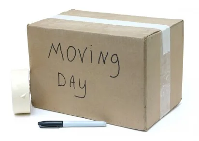 A few of the things you need when packing for a move: moving boxes, packing tape, and Sharpie marker. See our list of other other moving supplies you might forget!