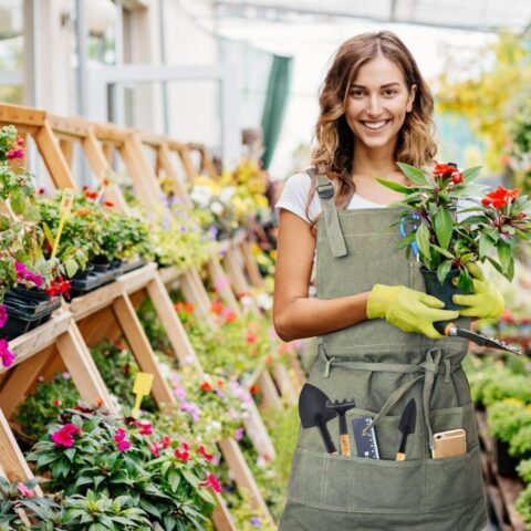 A waterproof adjustable apron with lots of pockets and full coverage in the back!