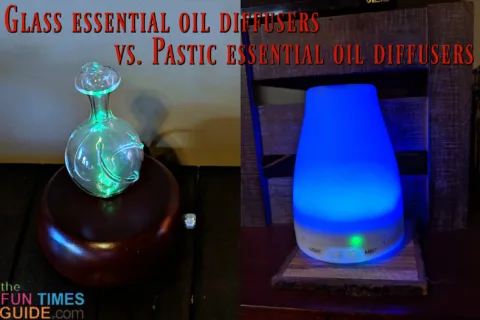 See side by side, point by point comparisons of glass essential oil diffusers vs. plastic essential oil diffusers.