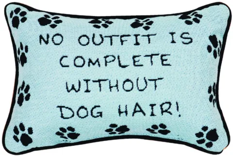 A cute home decor pillow for dog owners: 'No outfit is complete without dog hair!'