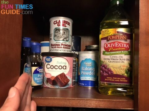 There's now room to move items and consolidate baking goods and cooking oil on a single shelf.