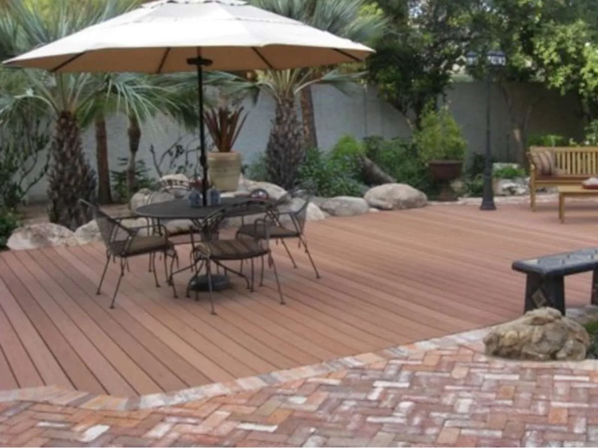 This is my favorite example of a pool that's been covered with a deck to make a large patio. 