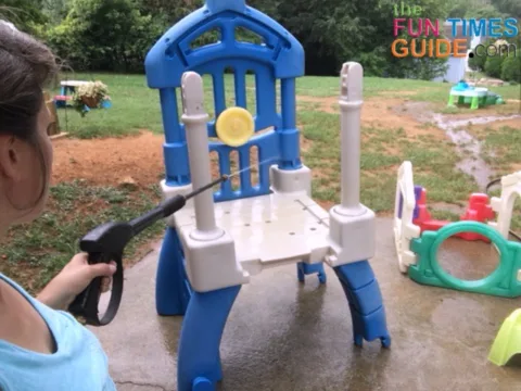 I used our power washer to clean this kids outdoor play set. 