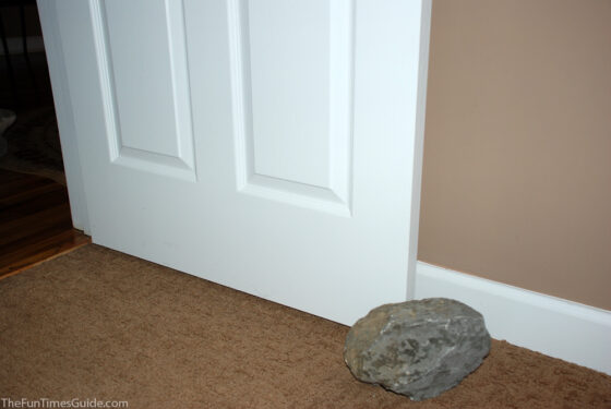 Using a large rock as a doorstop in my husband's office. 