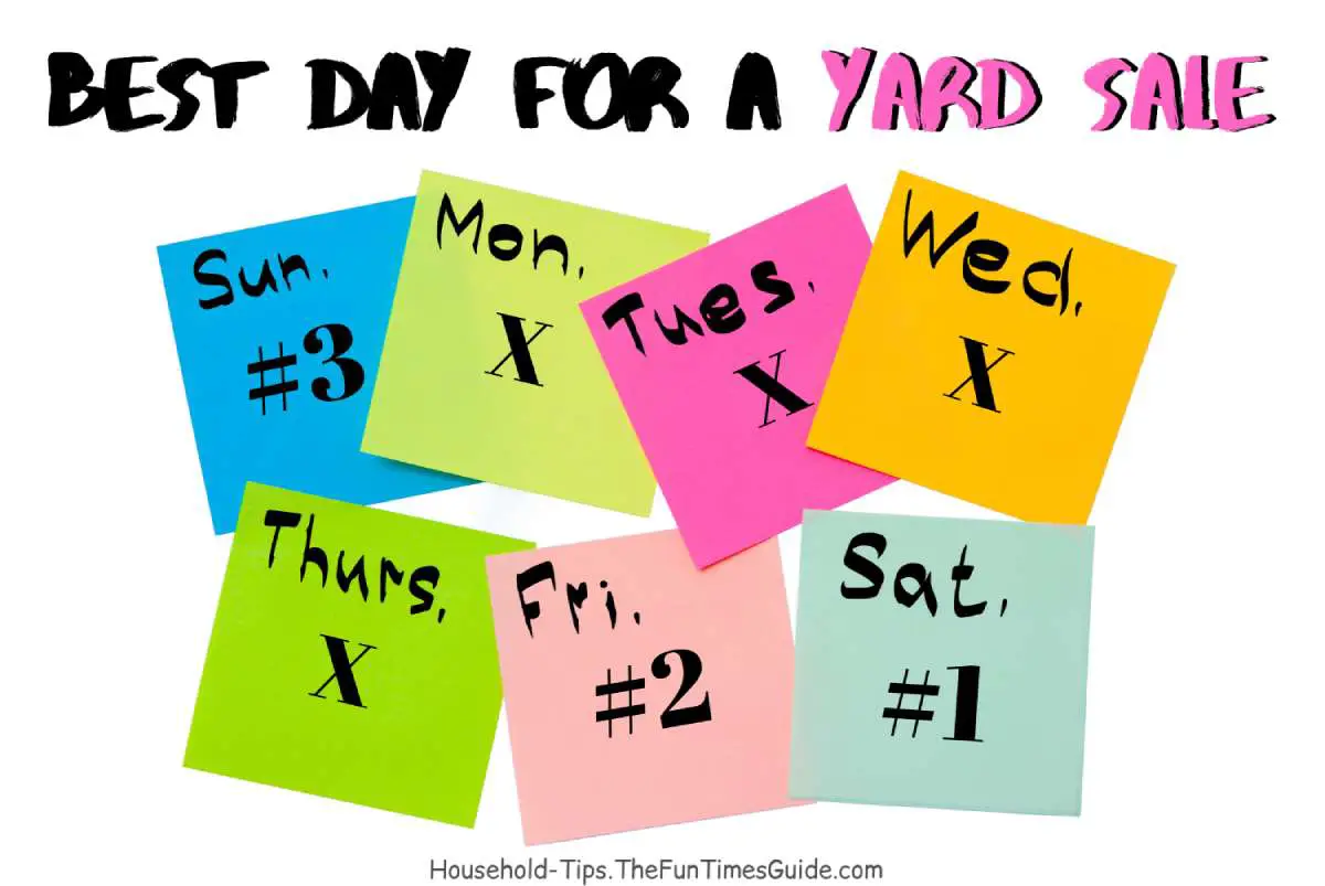 What's the best day to have a yard sale?... SATURDAY! See why... plus the best month and the best time to have a yard sale.