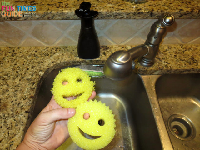 Happy face sponge made a dried happy face in the pan I didn't