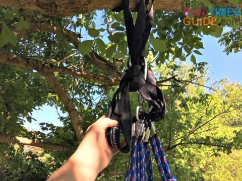 This is how I secured the extra length of the hammock straps out of the way. photo by Candida at TheFunTimesGuide.com