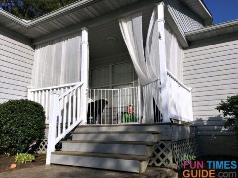 This is what it looks like when most of the porch curtains are closed. 