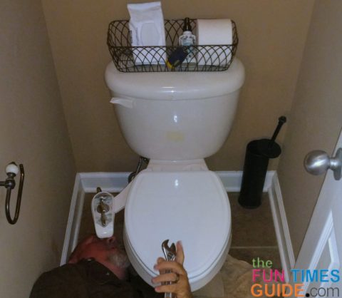 My husband installed this DIY toilet bidet attachment on our master bathroom toilet.