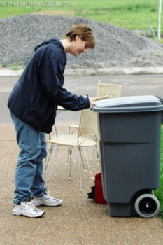 Here I'm taking notes at our yard sale in Franklin, Tennessee. 