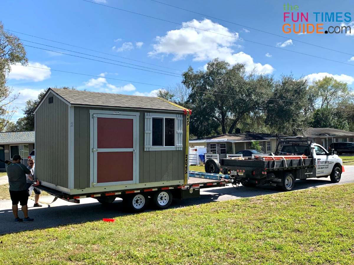 My Tuff Shed being delivered to the house.