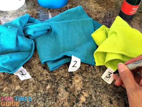 I mark each microfiber cloth with a Sharpie - so each one is only used for a very specific purpose.