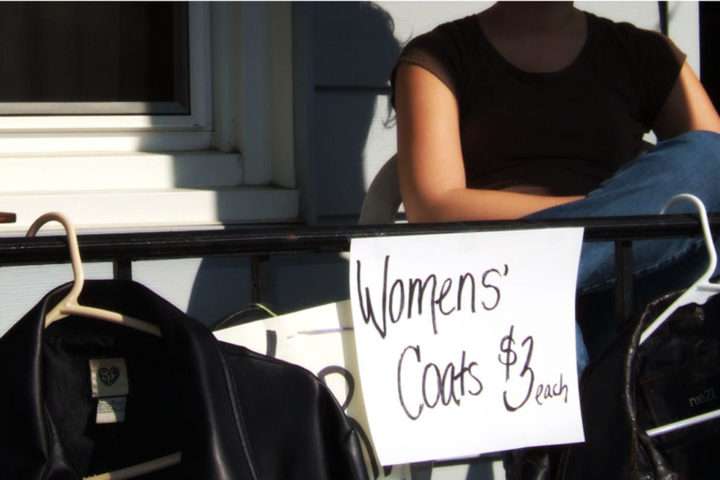 If you sell clothing at your yard sale, be sure to group the clothes by gender and by age (for kids clothes). If you sell clothing at your yard sale, be sure to group the clothes by gender and by age (for kids clothes).