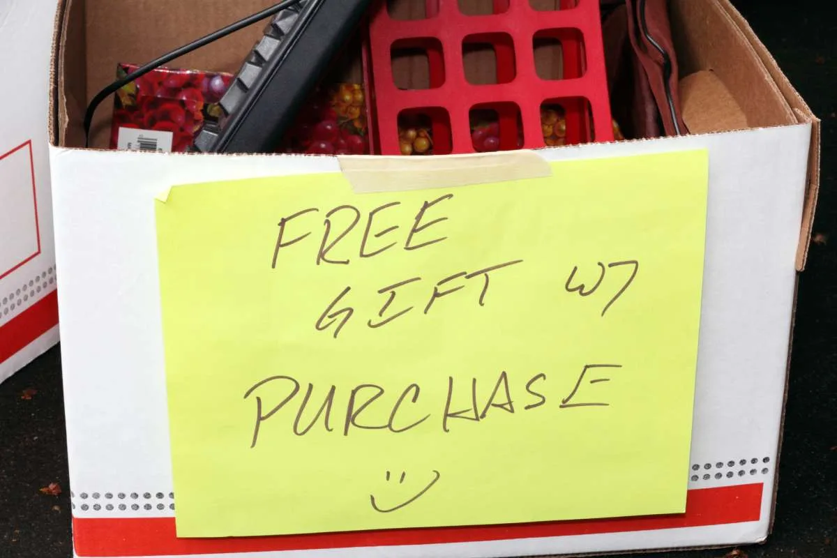 Freebies aren't the way to "attract" people to your sale, but they're a great way to keep people at your sale longer.