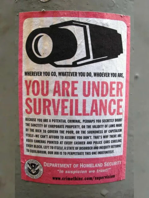 Sign: You are under surveillance. 