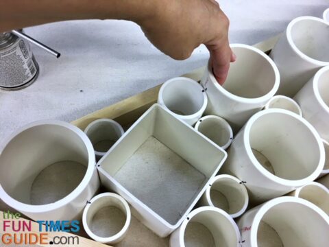 I cut the various diameters of PVC pipe at different lengths for added dimension.
